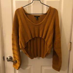 •Purl Knit High-Low Cropped Sweater•